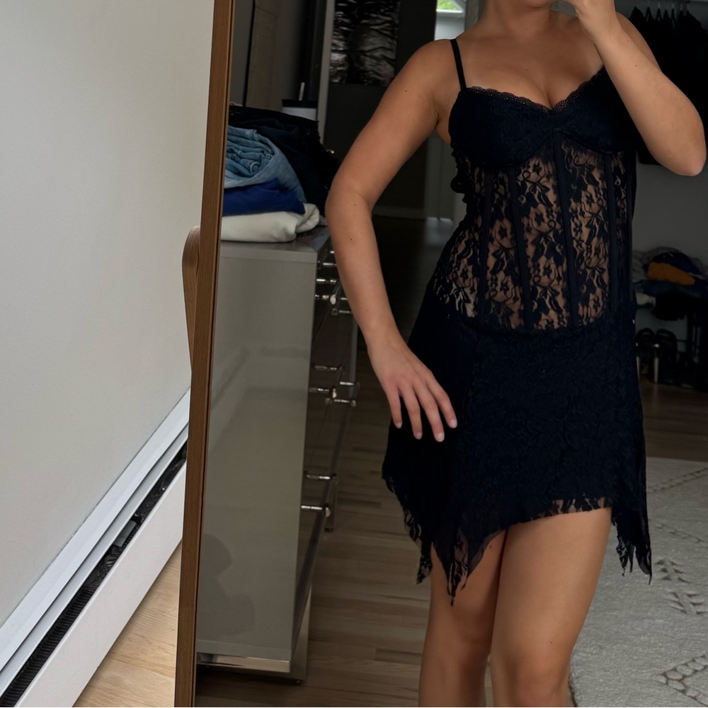 Black Lace Slip Dress
